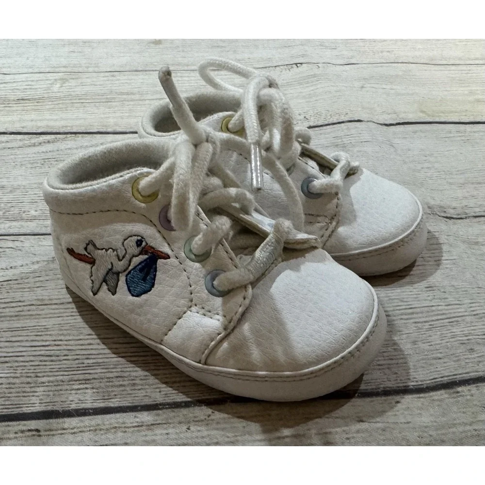 Vintage Keds Y2K Stork Embroidered 21st Century Baby Crib Shoes Sz 1